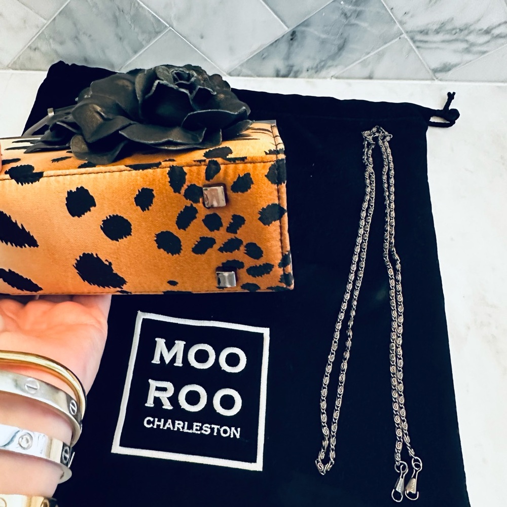 VINTAGE MOO ROO SIGNED LEOPARD OMBRÉ CLUTCH, TOP HANDLE OR CROSSBODY BAG - Picture 7 of 7